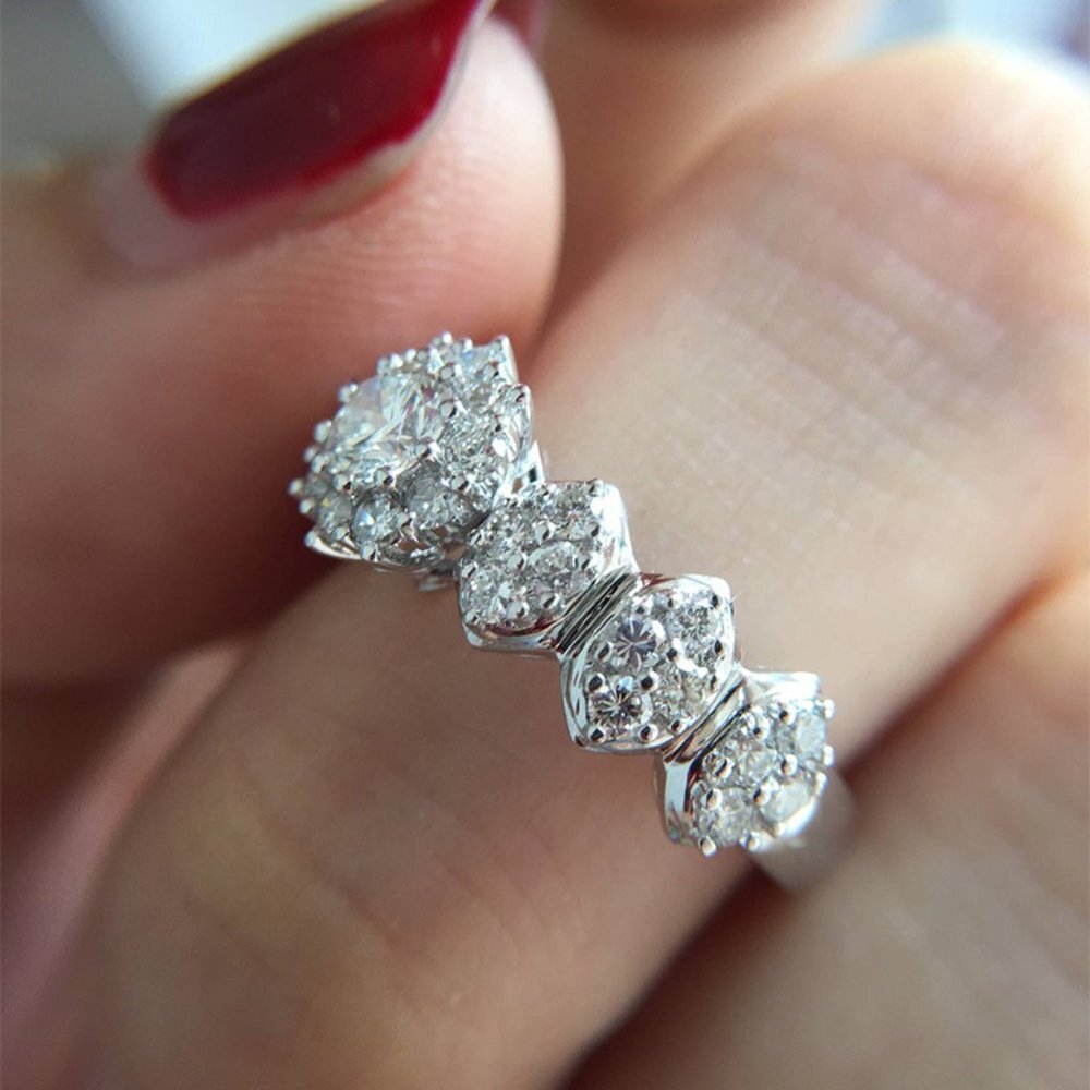 🎁925 Silver Plated Beautiful CZ Wedding Ring for Women, MARR9459